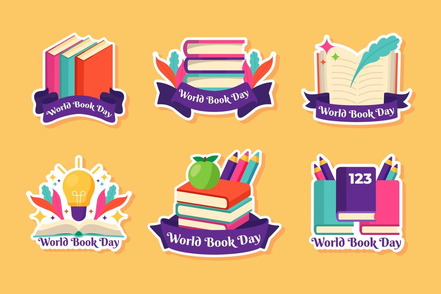 Wold Book Day Sticker-Sammlung vektor