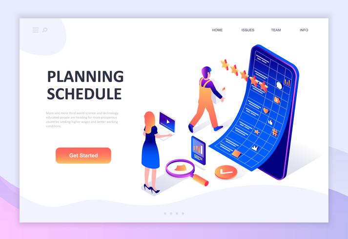 Isometrisches Konzept des modernen flachen Designs des Planungszeitplans vektor