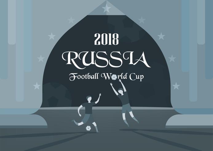 Udonthani, THAILAND - 17 april 2018: FIFA världscup bakgrund i 2018, Ryssland. Tecken vektor design med sportsman.