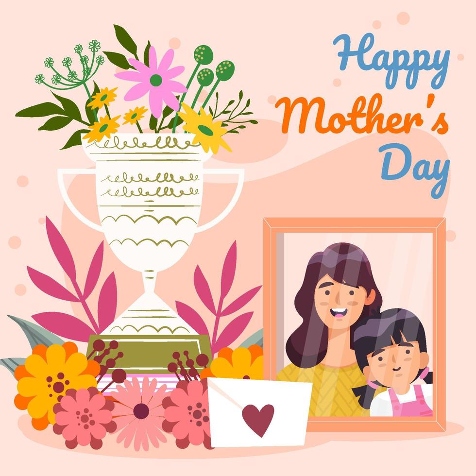 firande mors dag med blomma och kort koncept vektor