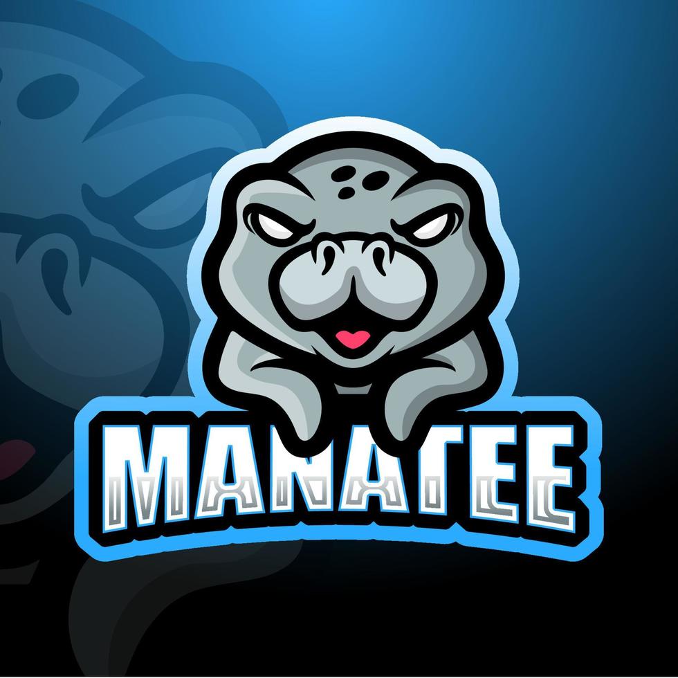 manatee maskot esport logotypdesign vektor