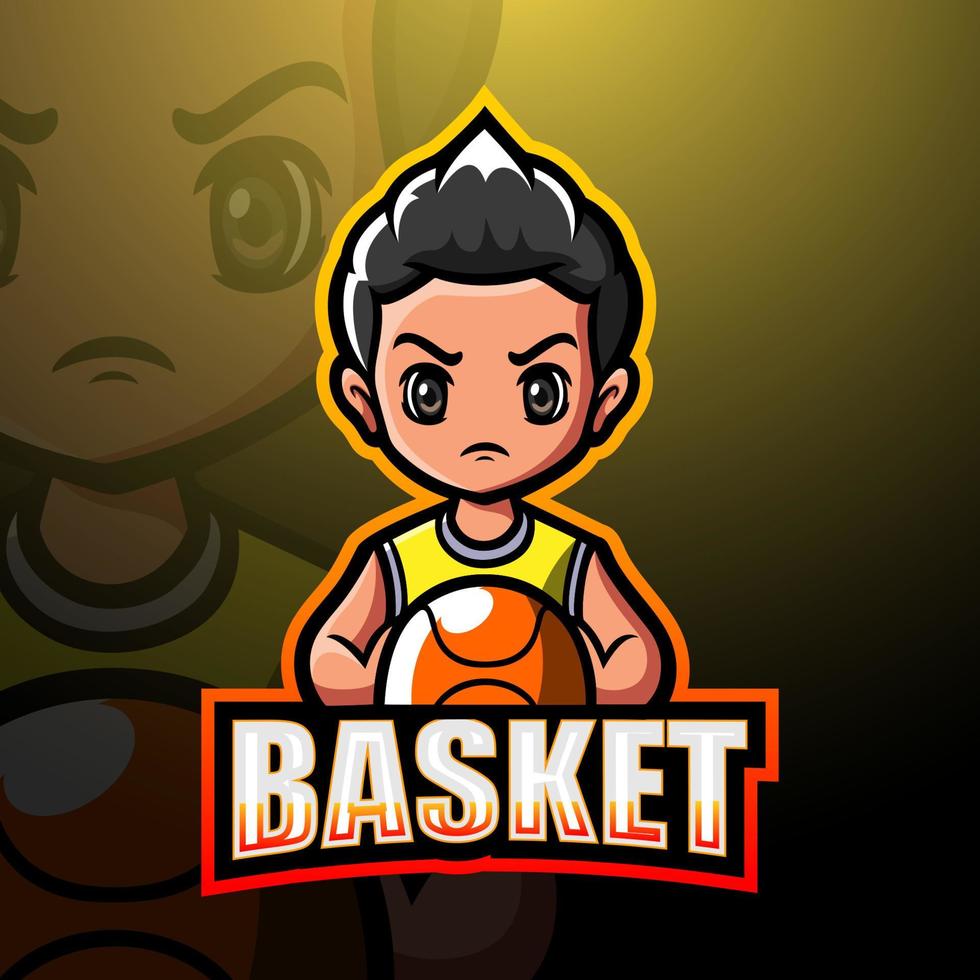 Basketball-Maskottchen-Esport-Logo-Design vektor