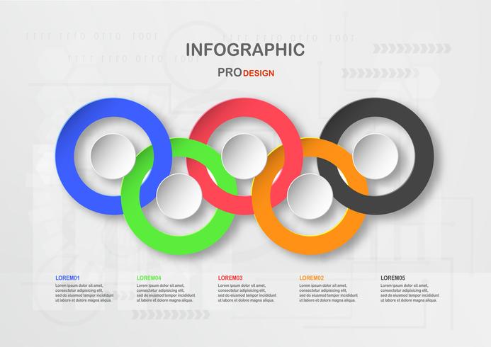Infographic elementdesign på teknik bakgrund med kopia utrymme för text. Vektor illustration i färgstark färg för grafik, omslag, företagspresentation, mall, data imformation och tidslinje.