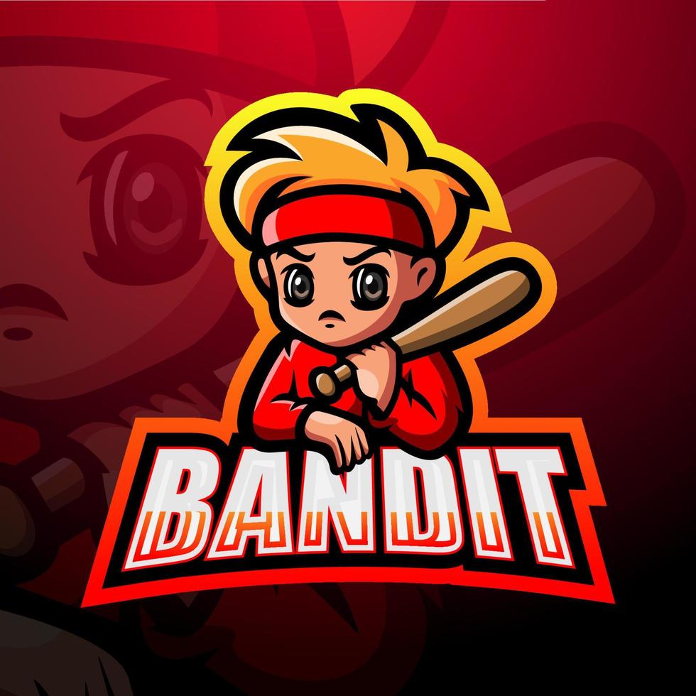 Bandit-Maskottchen-Esport-Logo-Design vektor