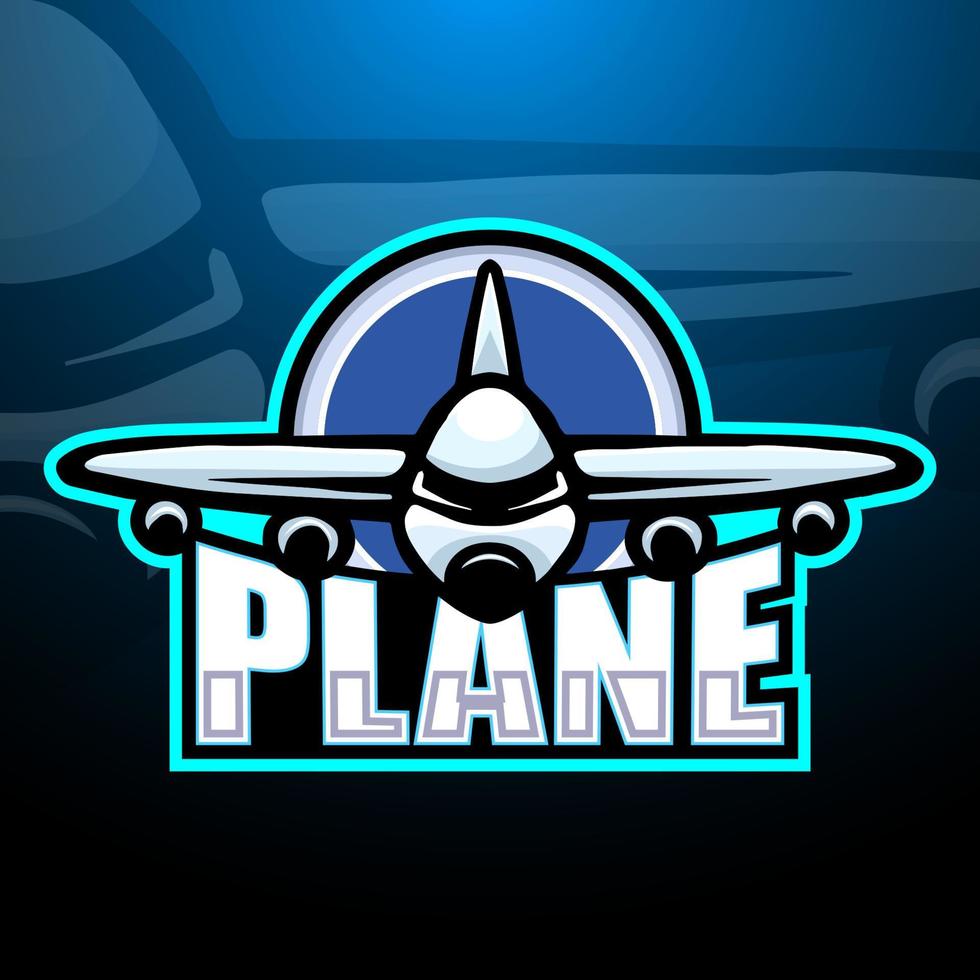 Flugzeug-Maskottchen-Esport-Logo-Design vektor