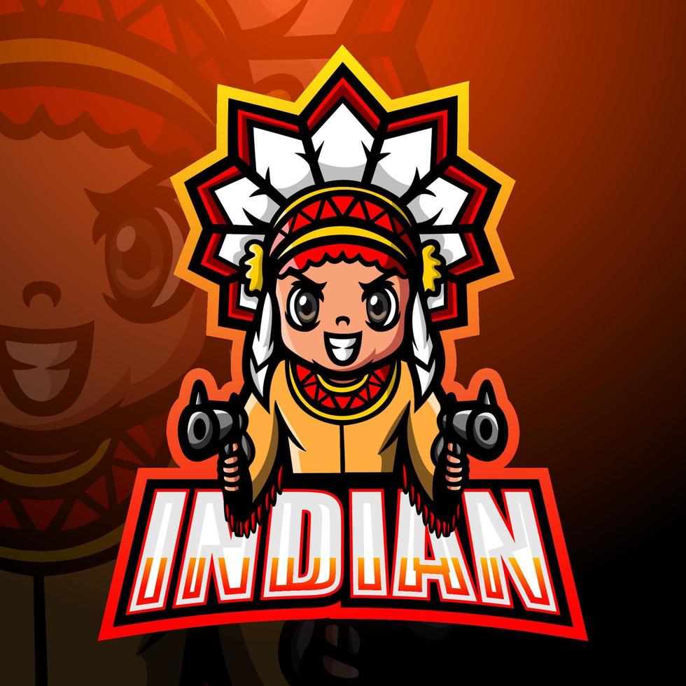 indian shooter maskot esport logotypdesign vektor