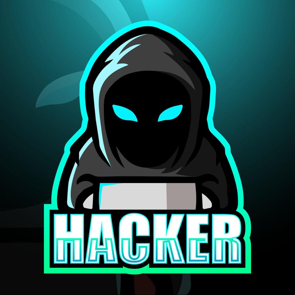 hacker maskot esport logotyp design vektor