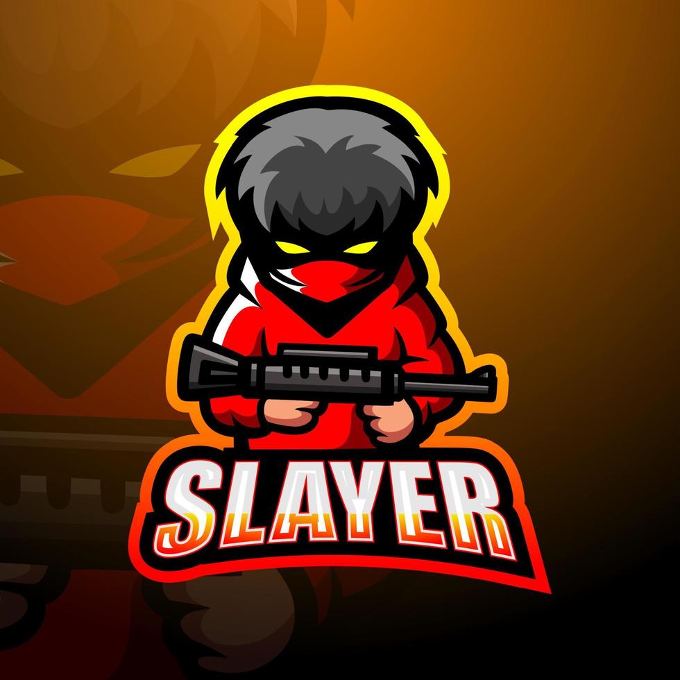 Slayer-Maskottchen-Esport-Logo-Design vektor