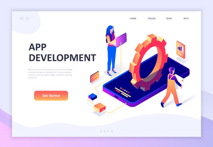 Modernt plandesign isometrisk koncept av App Development vektor