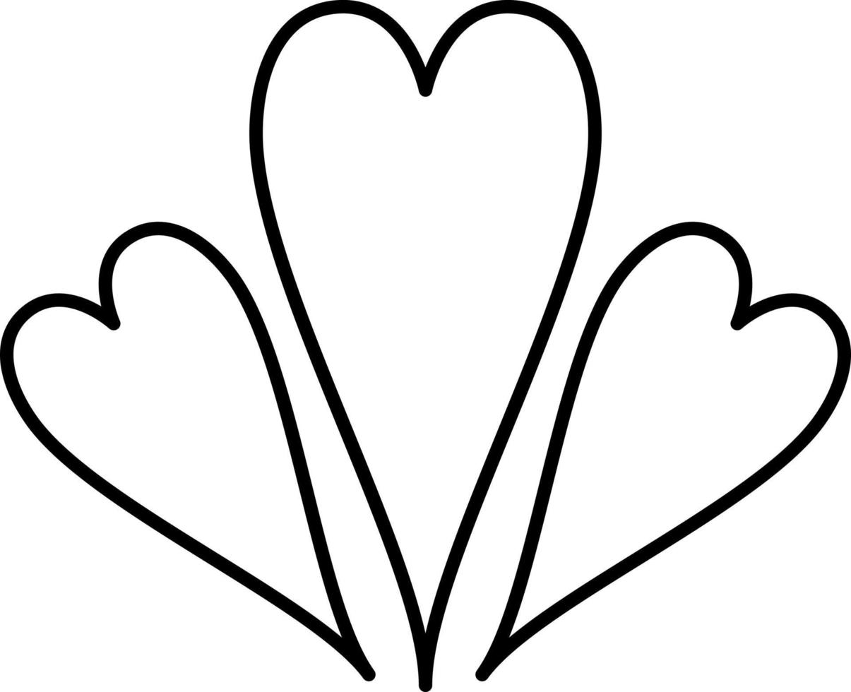 tre hjärta kontur ikon vektor