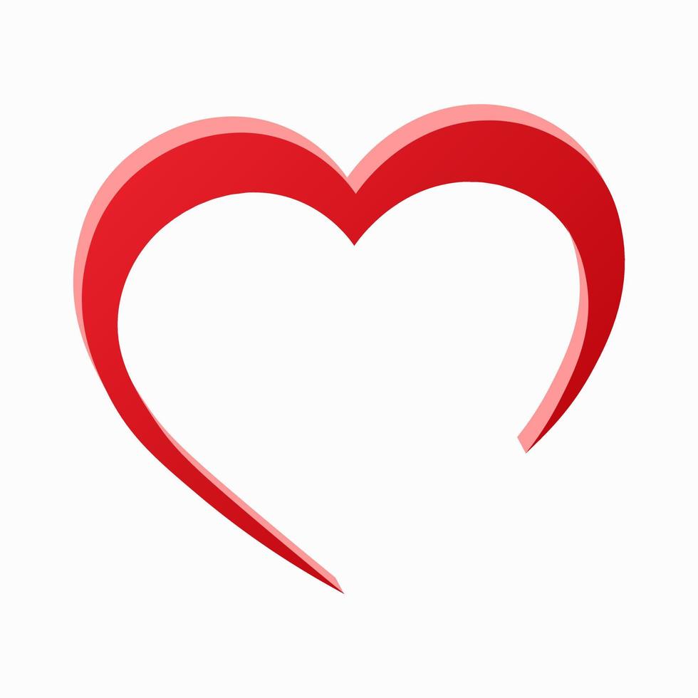 3d glänzendes rotes Herzsymbol für st. Valentinstag vektor