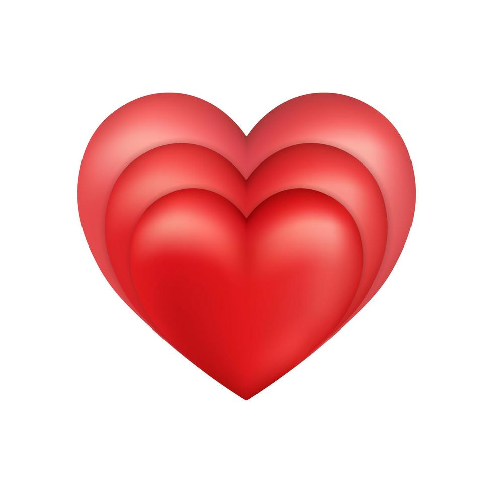 volymetrisk glänsande rött hjärta ikon för st. alla hjärtans dag vektor