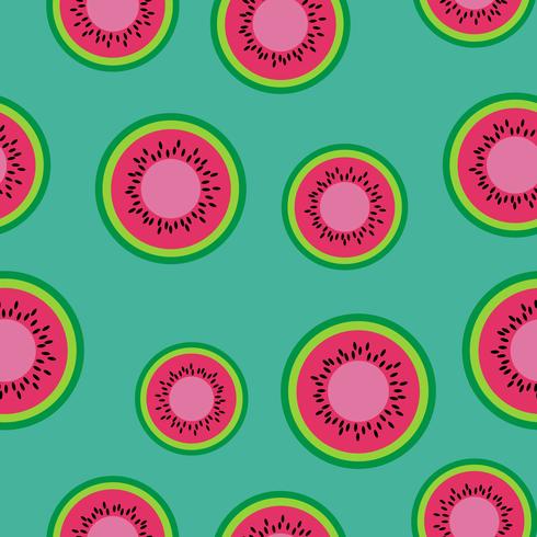 Nahtloses Muster der Wassermelone auf dem hellgrünen Hintergrund vektor