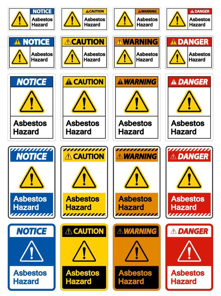 försiktighet asbest fara symbol tecken på vit bakgrund vektor