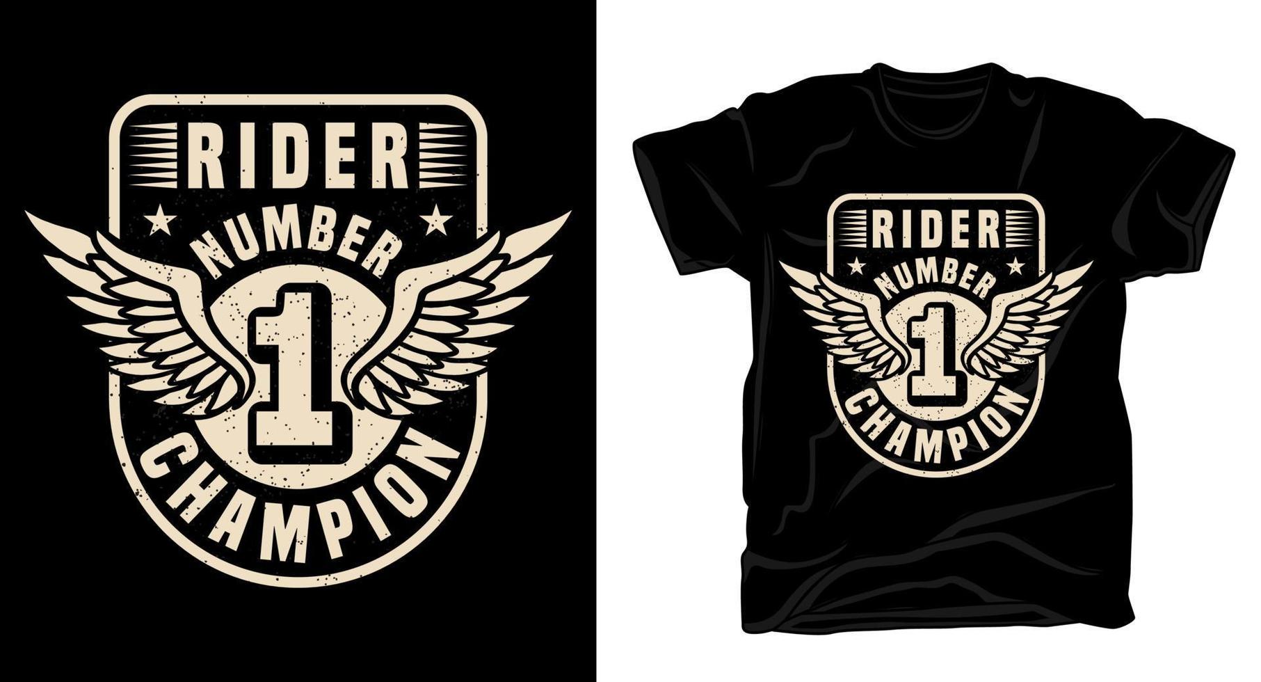 Reiter Nummer eins Champion Typografie T-Shirt Design vektor