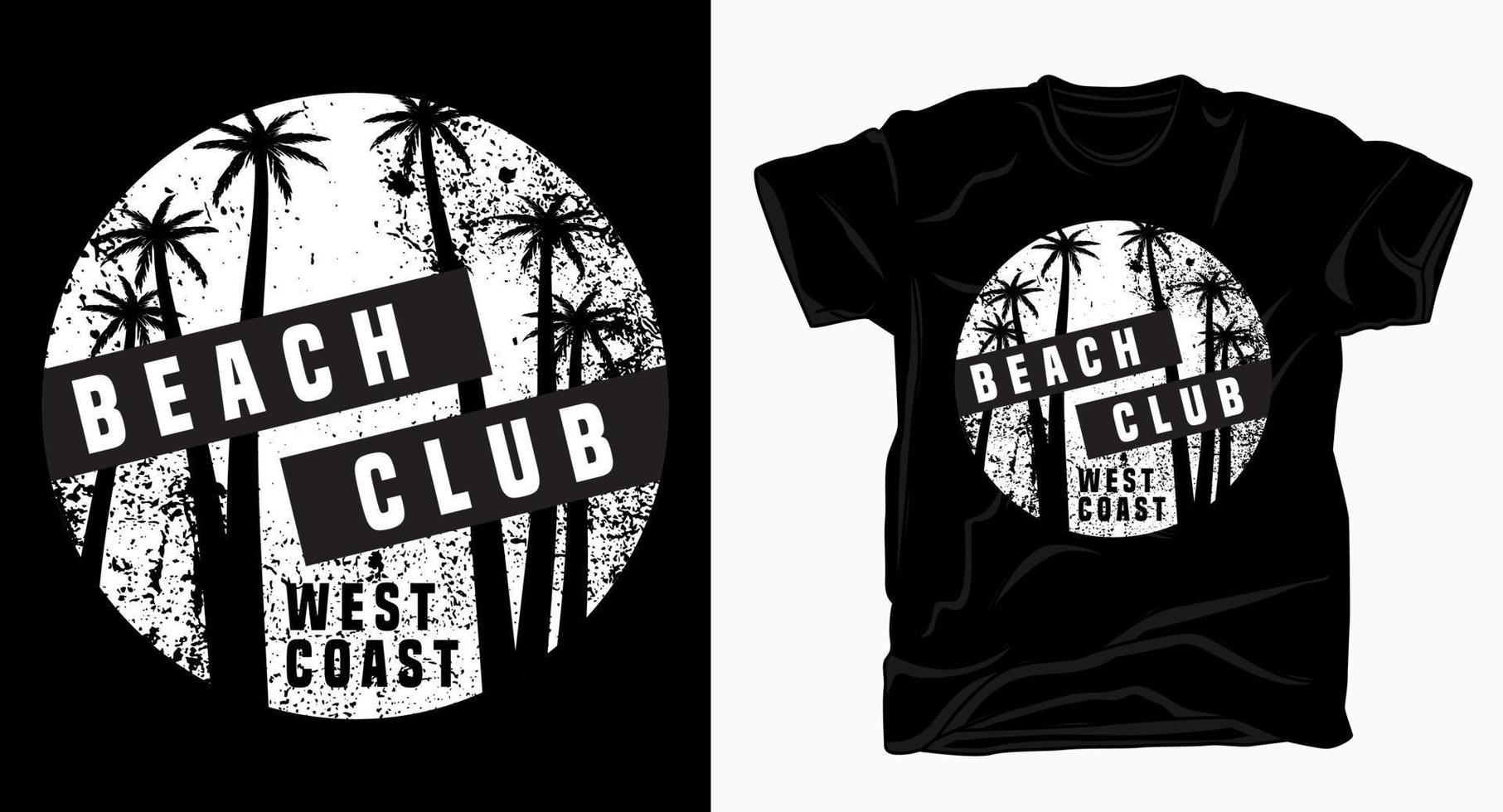 Strandclub-Westküstentypografie mit Beschaffenheitst-shirt vektor