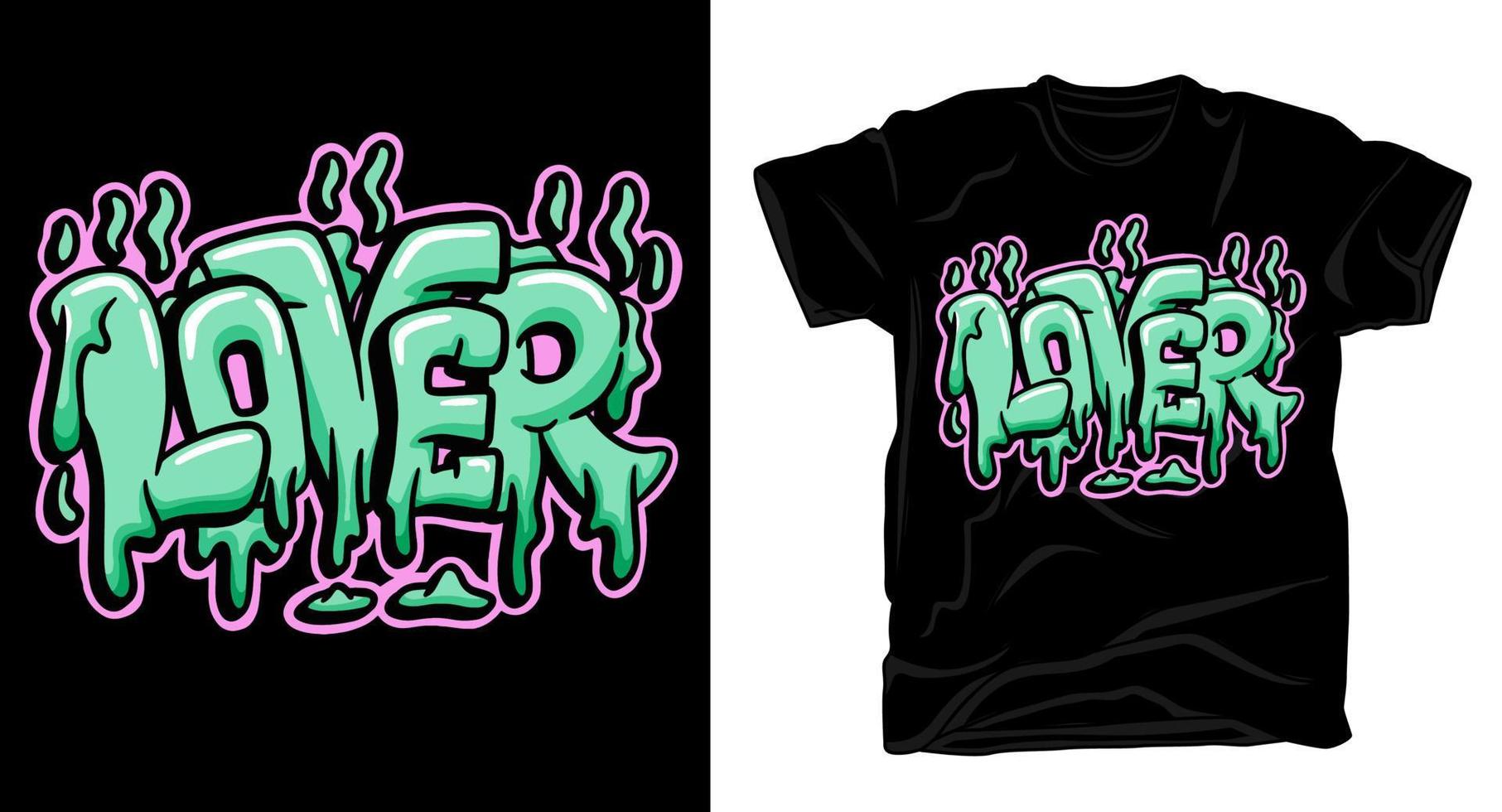 älskare graffiti bokstäver t-shirt design vektor