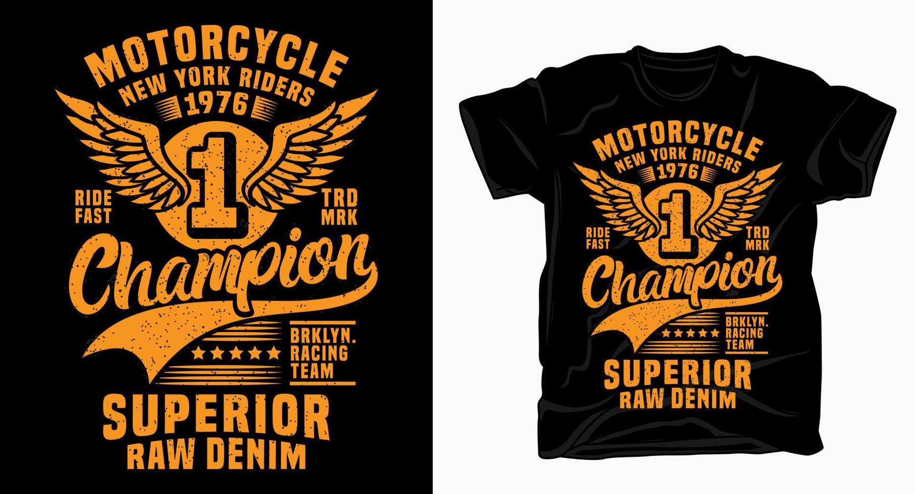 Motorrad-New-York-Champion-Typografie-Design für T-Shirt vektor