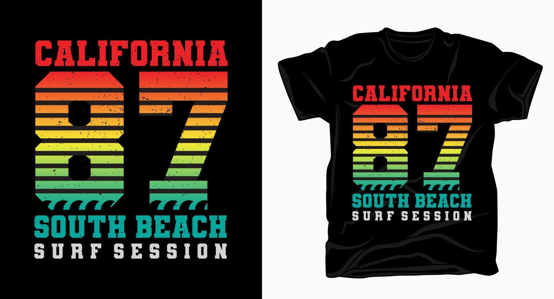 Kalifornien åttiosju south beach vintage typografi design t-shirt vektor