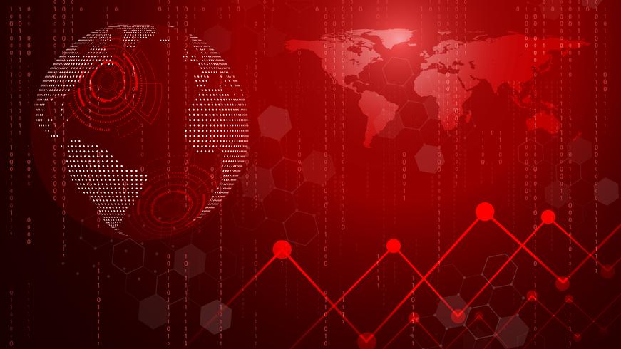 Röd teknik cirkel och datavetenskap abstrakt bakgrund. Företag och anslutning. Futuristic and Industry 4.0 koncept. Internet cyber och nätverk tema. vektor