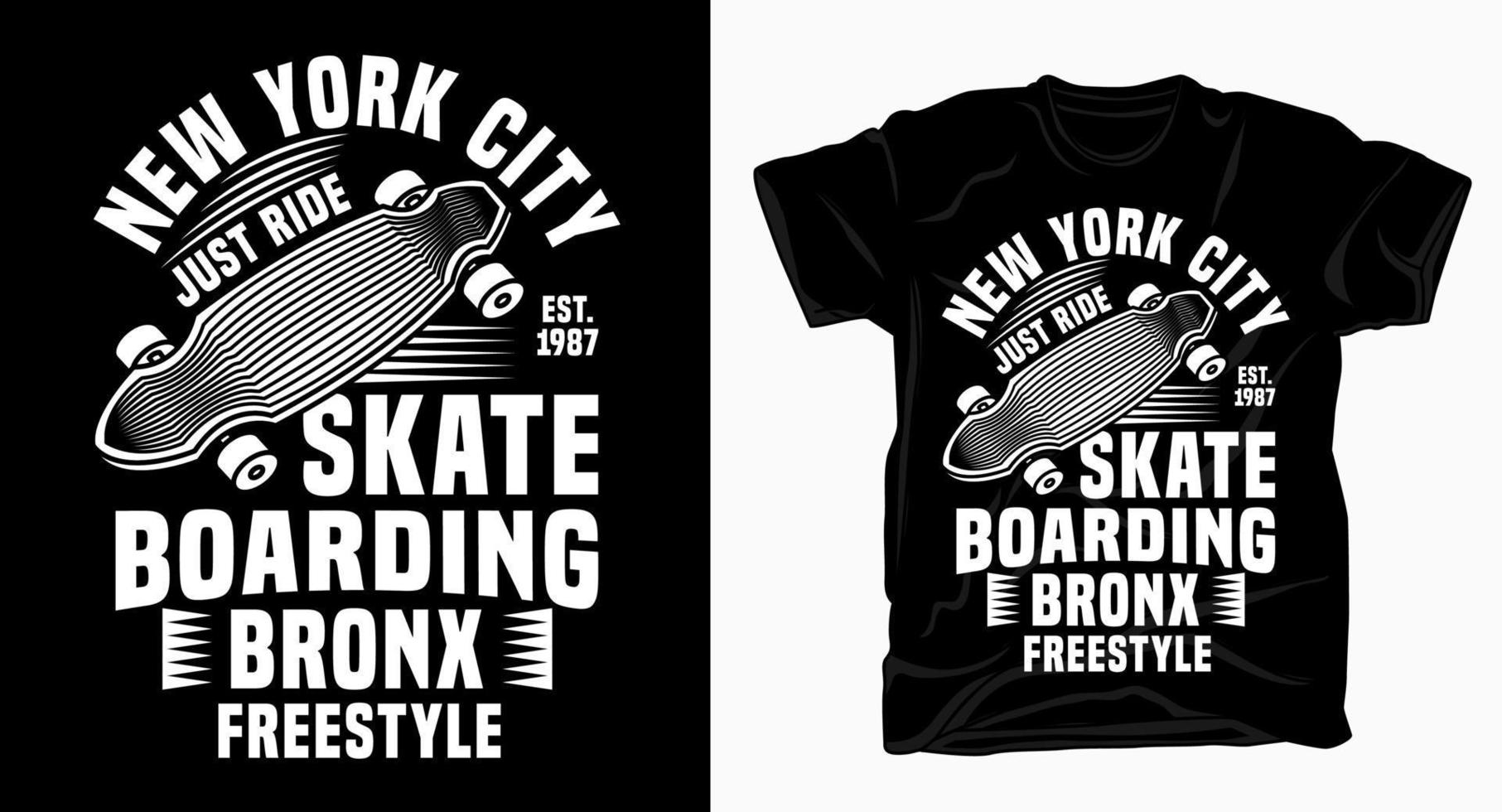 new york city skateboard typografidesign för t-shirt vektor