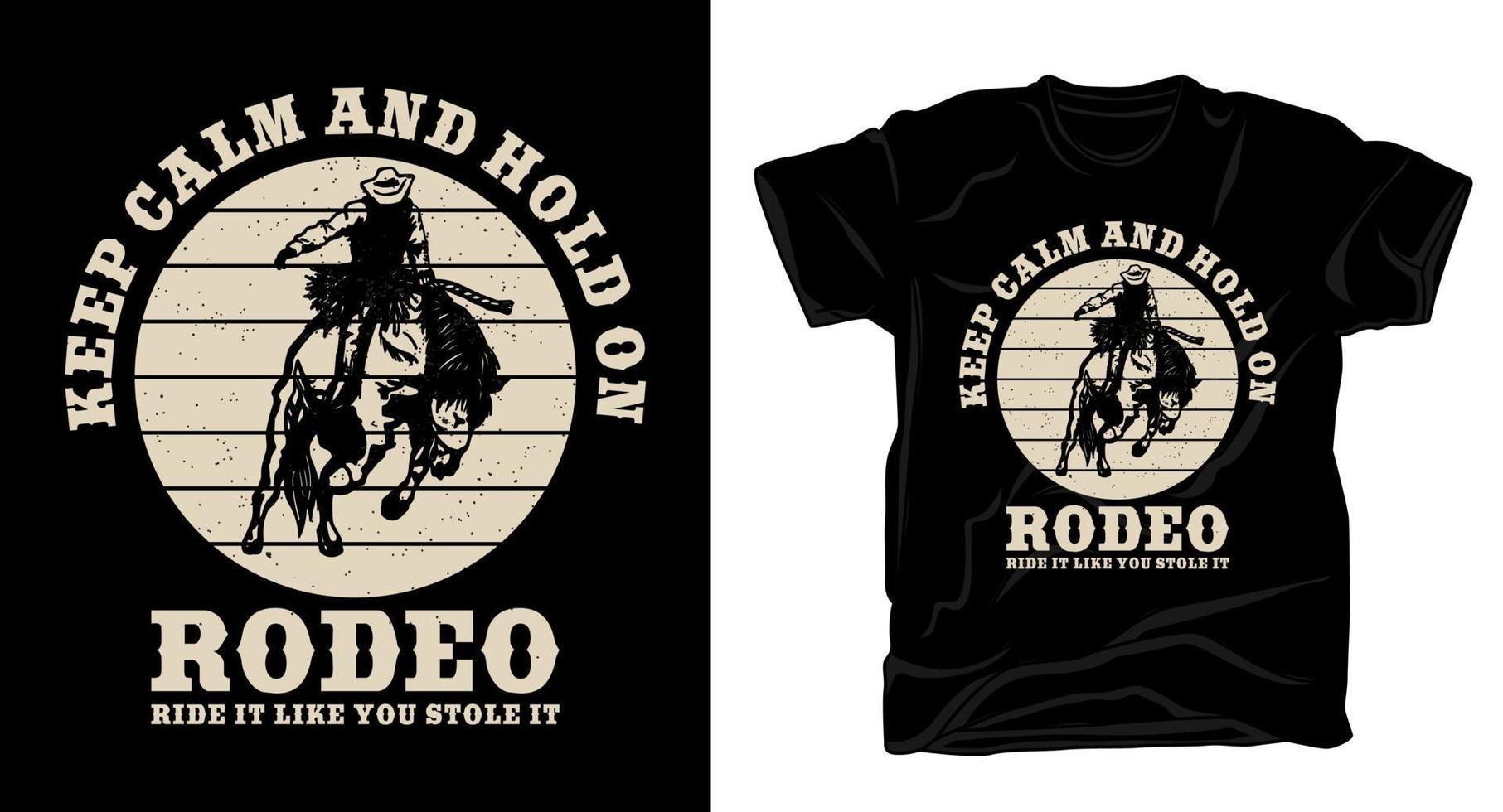 Rodeo-Typografie mit Cowboy- und Pferde-T-Shirt-Design vektor