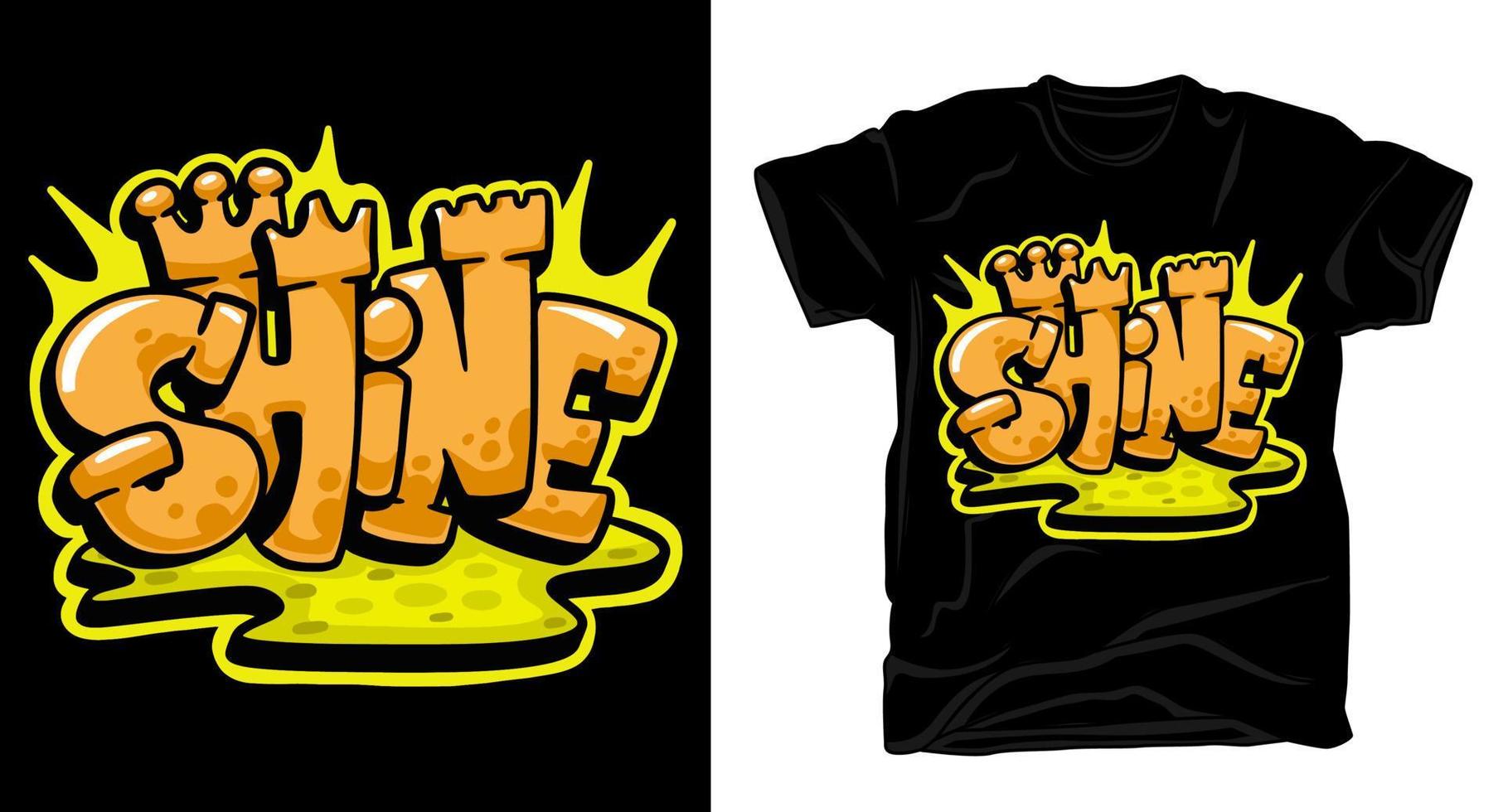 shine graffiti bokstäver t-shirt design vektor