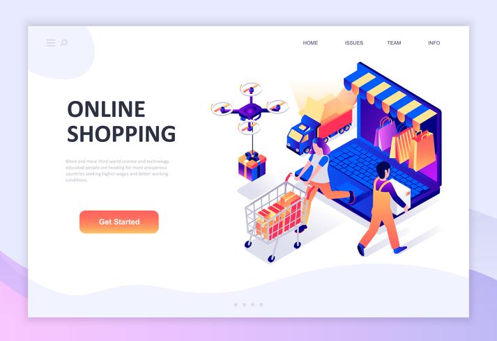 Modernt plandesign isometrisk koncept för Online Shopping vektor