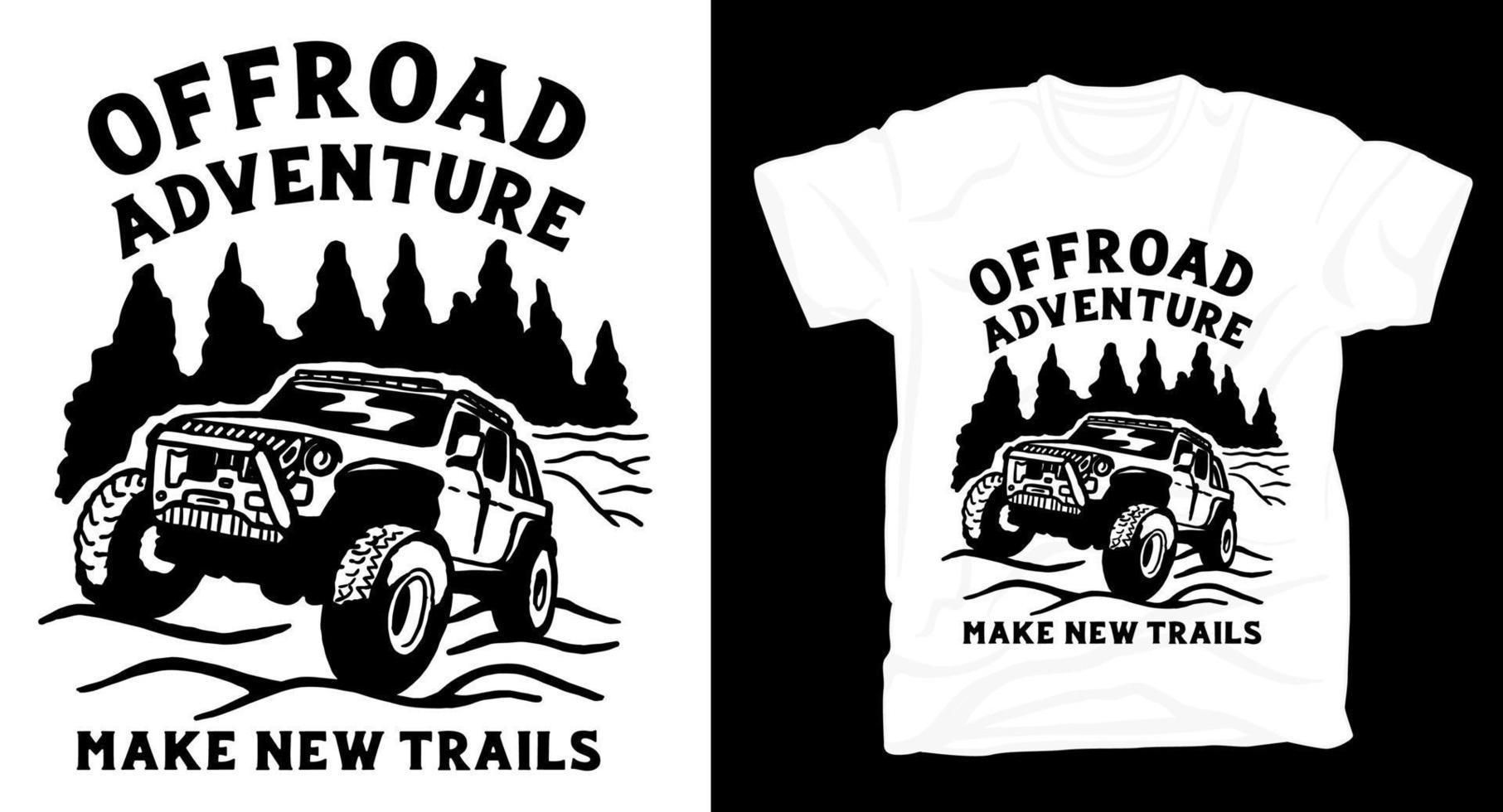 Offroad-Auto mit Naturillustrations-T-Shirt-Design vektor