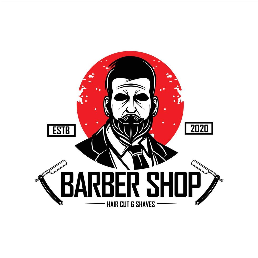 hipster barbershop logotyp template.eps vektor