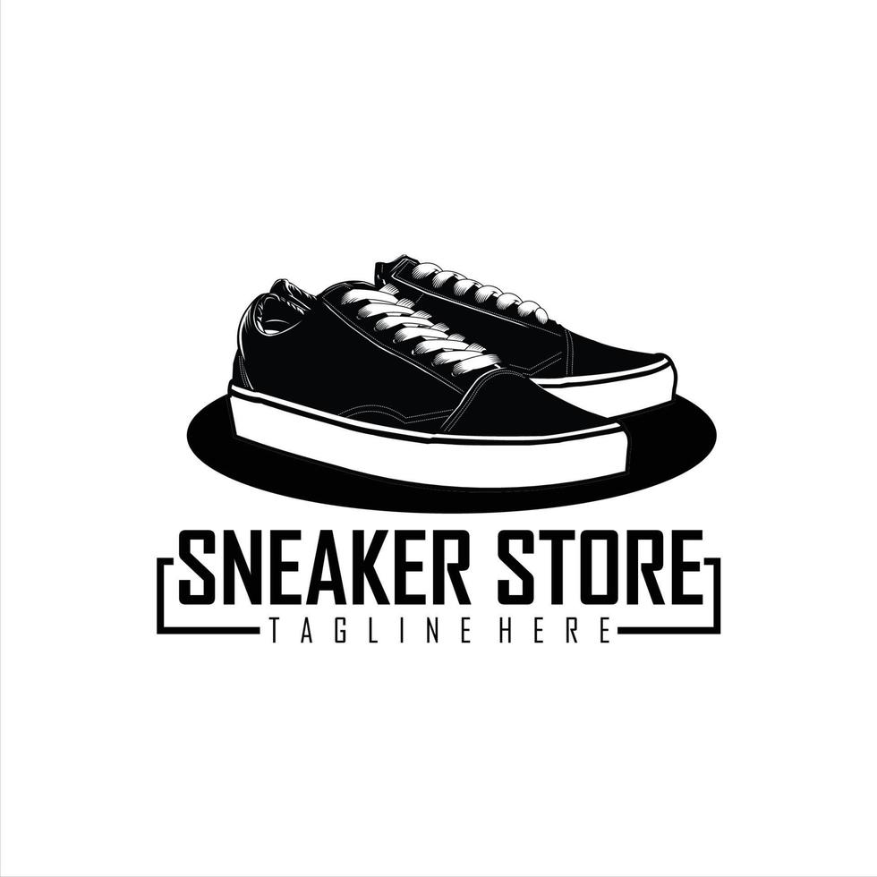 sneaker butik logotyp mall svart och vitt vektor