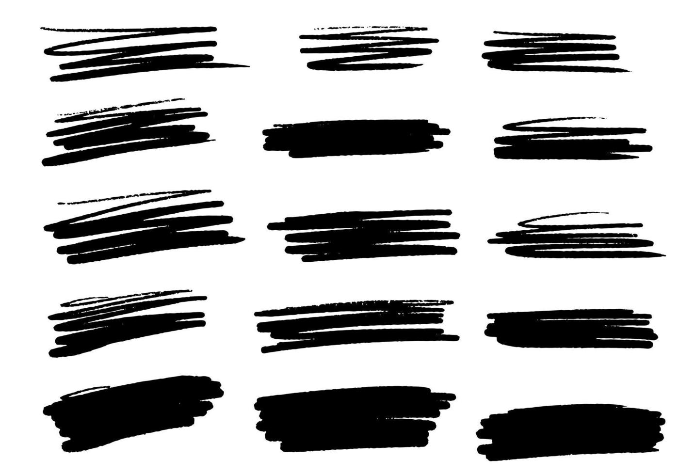 Sammlung von Vektor Pinsel handgezeichnete Grafikelement. Satz von Vektorpinselstrichen isoliert auf weißem Hintergrund. Vektor-Illustration.