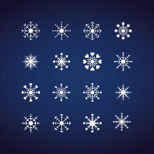 Vinter snöflingor ikoner uppsättning. Plattformsikoner. Illustration vektorer för jul och nyårsdagen. Handritad abstrakt och linje.