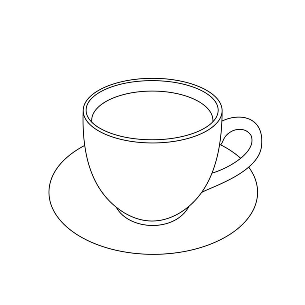 Abbildung Strichzeichnung eine frische heiße Tasse Kaffee oder Tee. tasse italienischen oder amerikanischen starken kaffee espresso. Frühstückskonzept oder Vintage. schönen Tag noch. isoliert auf weißem Hintergrund vektor
