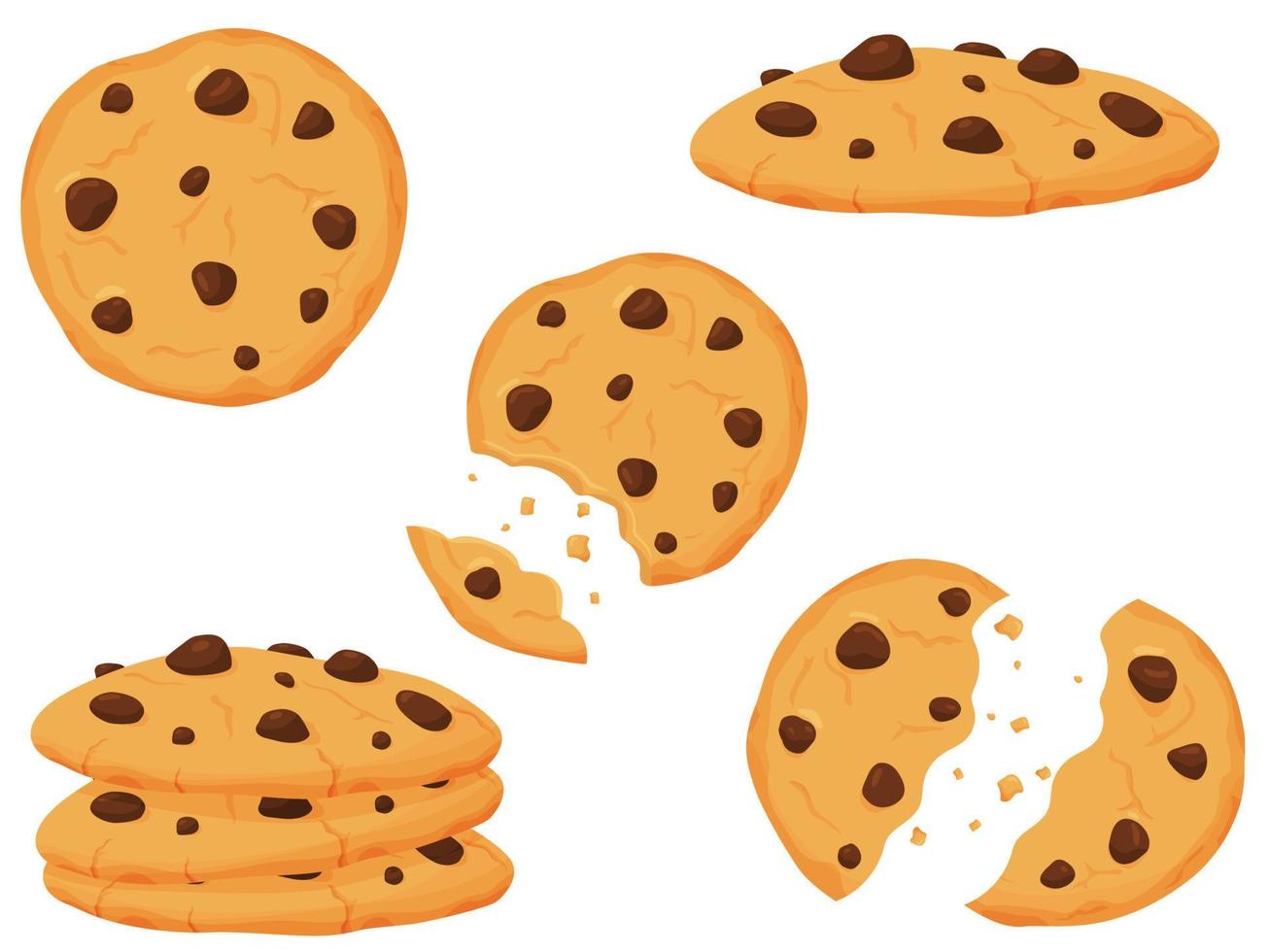 vektor illustration av söta kakor med chokladbitar. illustration för sajten, menyn och annat.