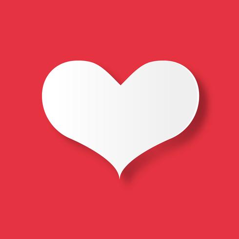 Vitt hjärta på röd bakgrund. Alla hjärtans dag och kärlek till parkoncept. Digitalpapper hantverks tema. vektor