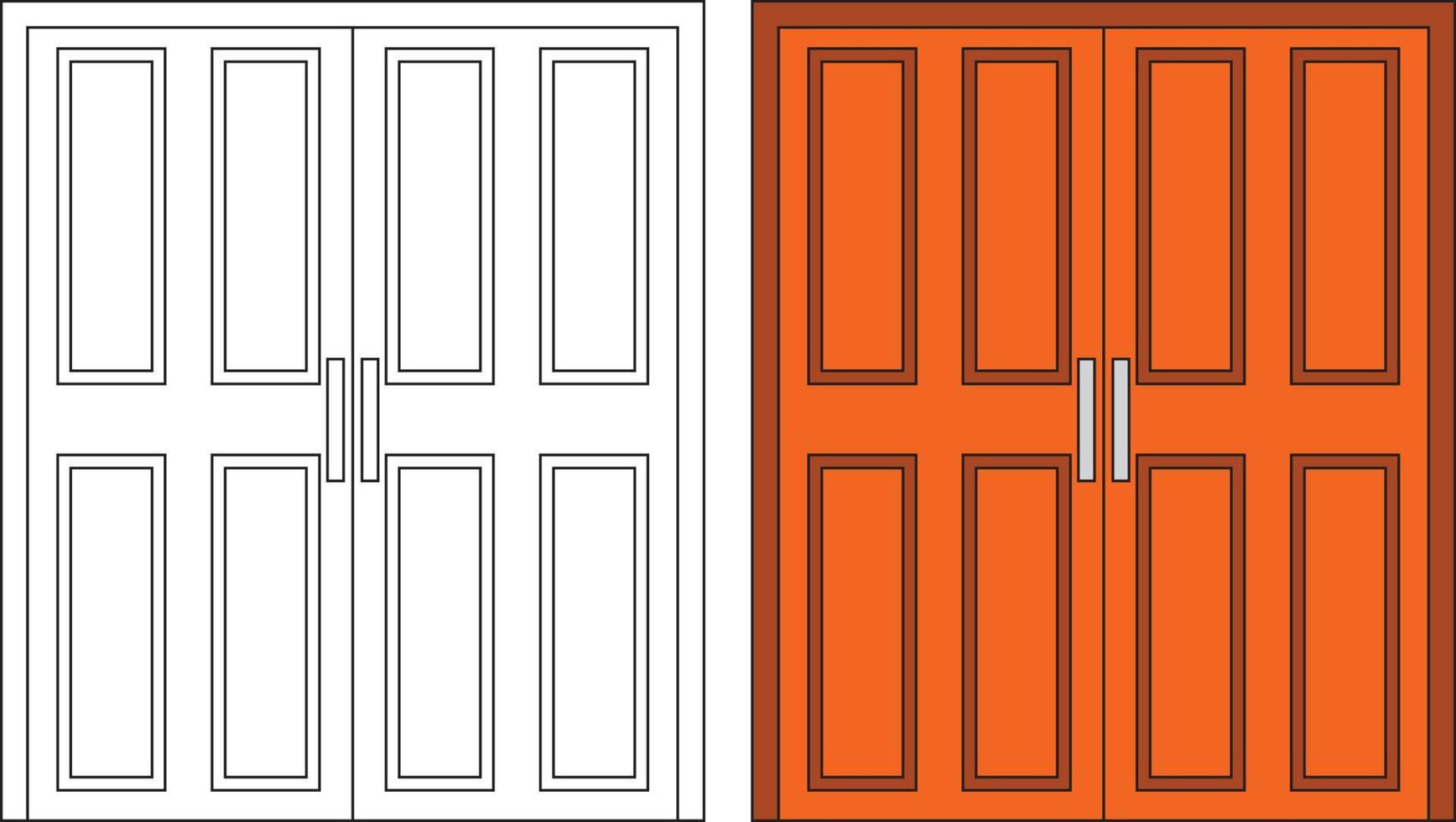 illustration vektorgrafik av dubbeldörr framifrån lämplig för din hemdesign och hemaffischdesign på arkitektoniskt arbete vektor