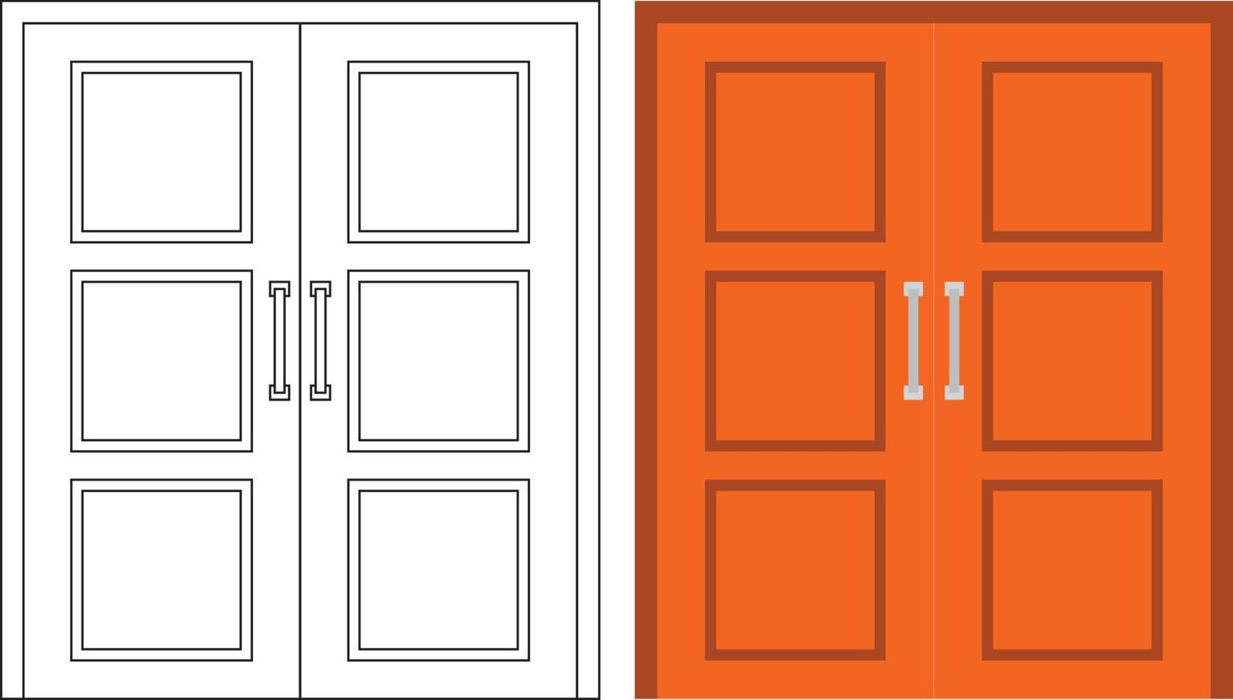 illustration vektorgrafik av dubbeldörr framifrån lämplig för din hemdesign och hemaffischdesign på arkitektoniskt arbete vektor