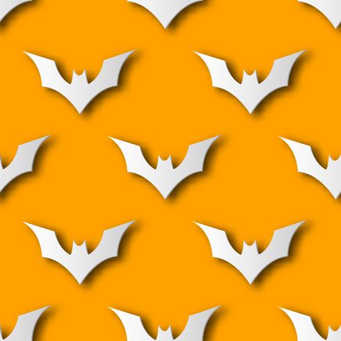 Seamless Halloween batpapper konstmönster bakgrund. Orange färg för lyckliga halloween dag dekorera kort och presentförpackning koncept. Gullig grafisk design vektor