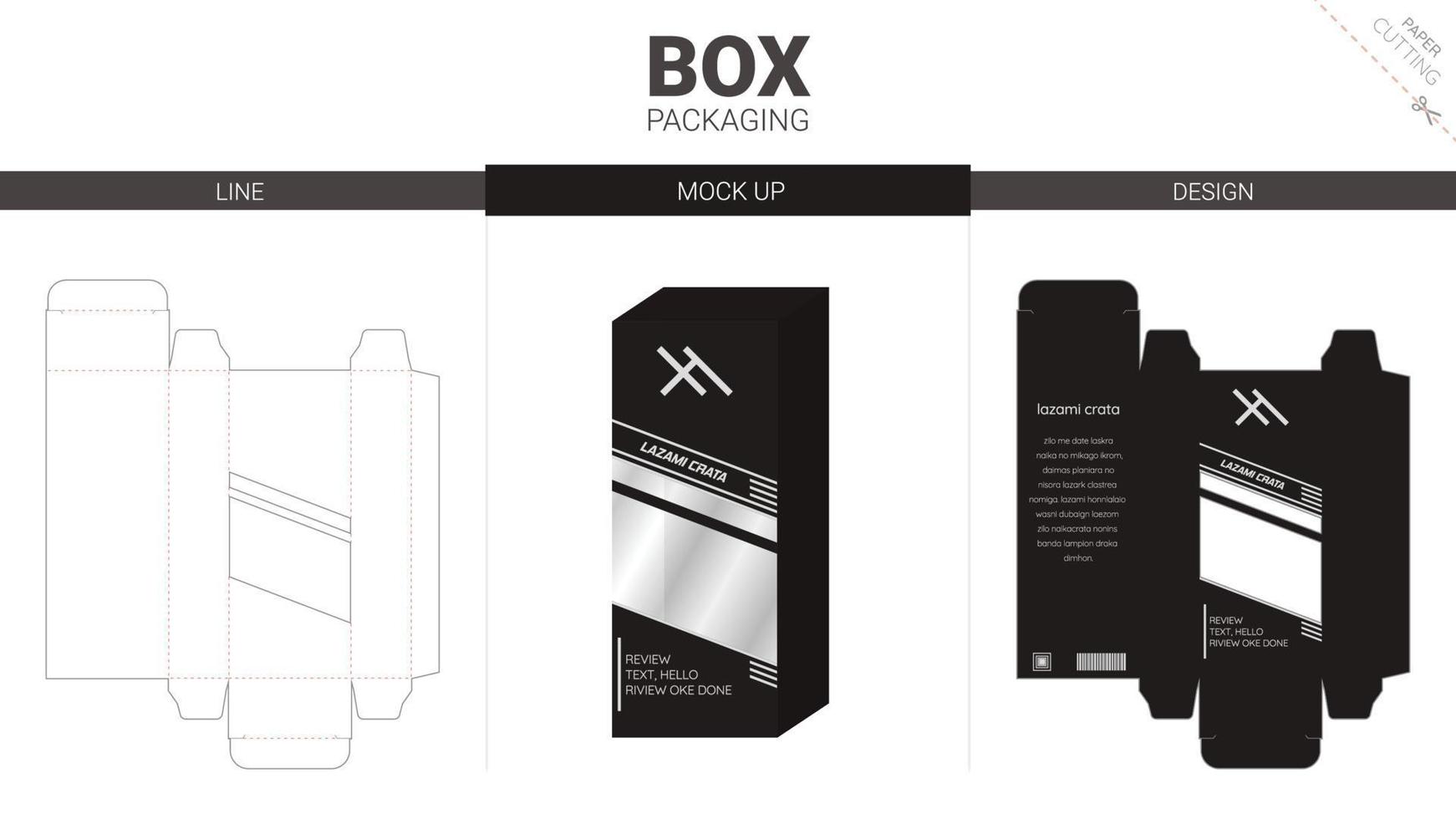 Kartonverpackung und Mockup-Stanzschablone vektor