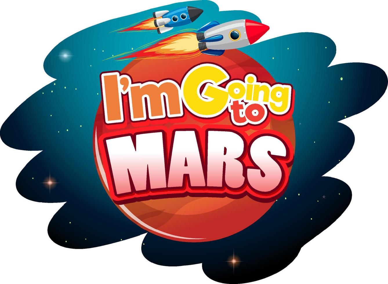 Ich gehe zum Mars-Logo-Design mit Raumschiff vektor