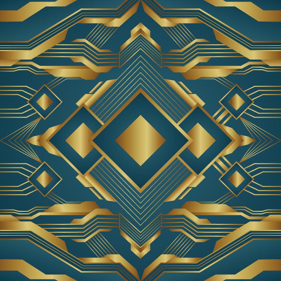 Hintergrund des Art Deco in Königsblau und Gold vektor