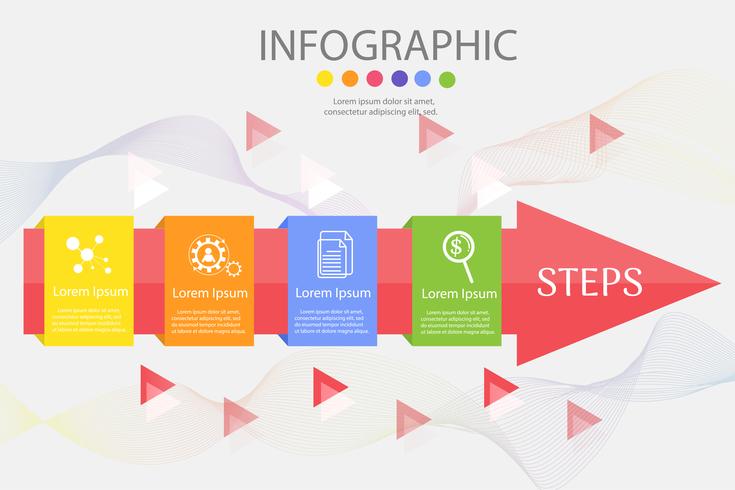 Design Business mall 4 steg infografiskt diagramelement med platsdatum för presentationer, Vector EPS10.