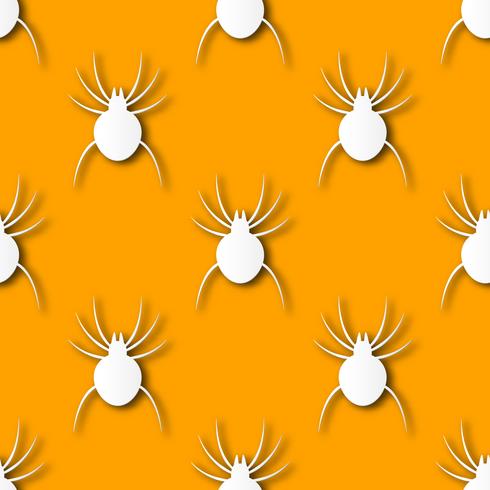 Seamless Halloween spindel papper konst mönster bakgrund. Orange färg för lyckliga halloween dag dekorera kort och presentförpackning koncept. Gullig, spöklik grafisk design vektor