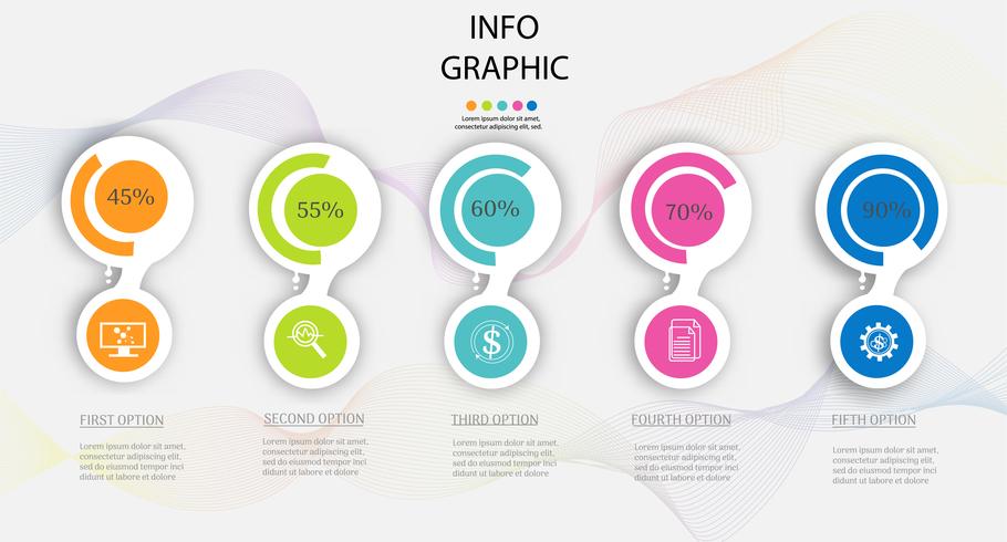 Design Företagsmall 5 steg infografiskt diagramelement med platsdatum för presentationer, Vector EPS10.