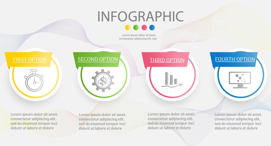 Design Business mall 4 steg infografiskt diagramelement med platsdatum för presentationer, Vector EPS10.