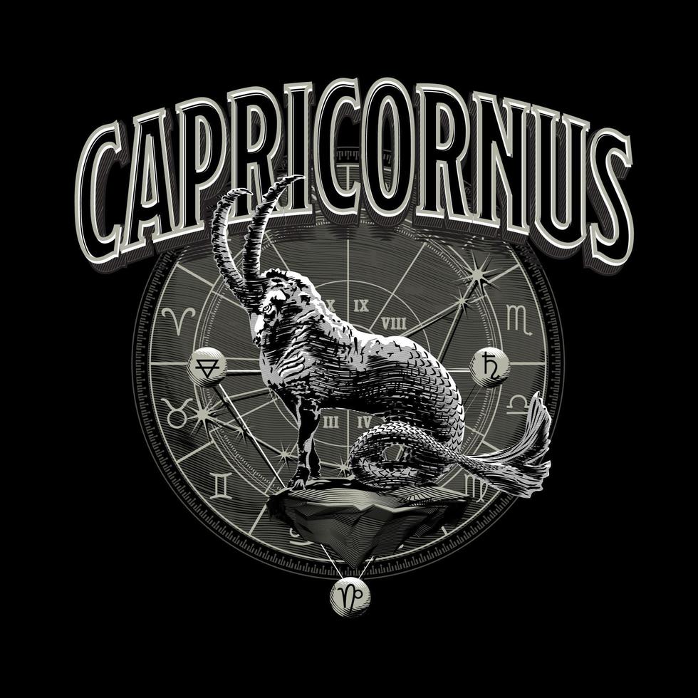 astrologi zodiac capricornus horoskop symbol i cirkel. capricornio vektor