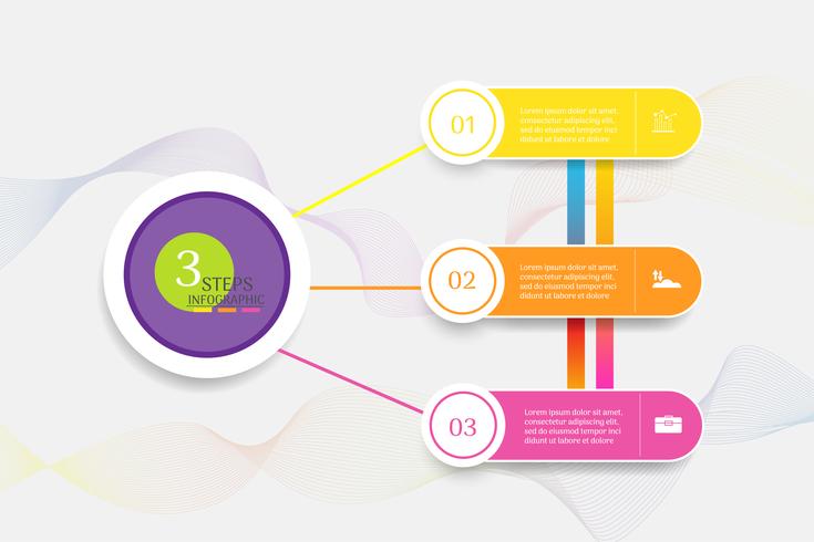 Entwerfen Sie infographic Diagrammelement der Schritte der Geschäftsschablone 3 mit Platzdatum für Darstellungen, Vektor EPS10.