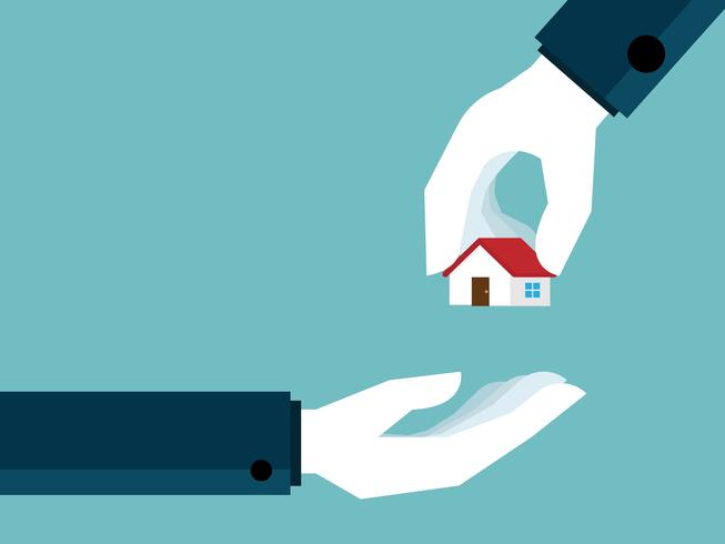 Immobilienkonzept Hand geben Haus zur Hand vektor
