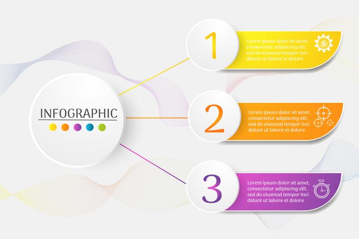 Design Företagsmall 3 steg infografiskt diagramelement med platsdatum för presentationer, Vector EPS10.